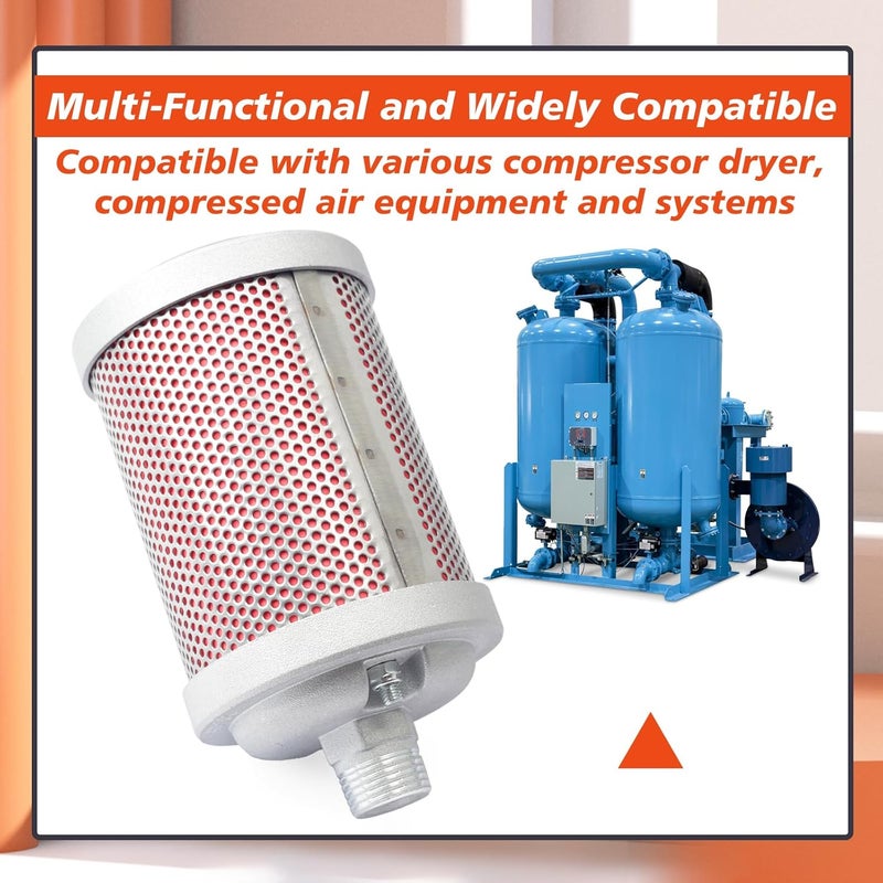 Mhrxusd M05 Air Compressor Muffler 1/2 inch NPT Male Single Chamber 145 PSI Compatible with Compressed Equipment and Systems and Dryer Replacing Parts - Image 4